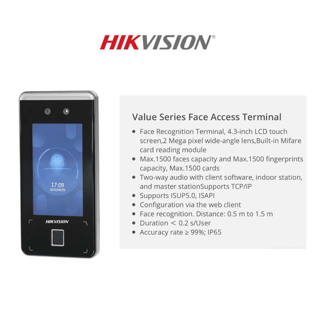 Hikvision Ds-K1t341amf Facial Recognition/Fingerprint/Access Card Terminal